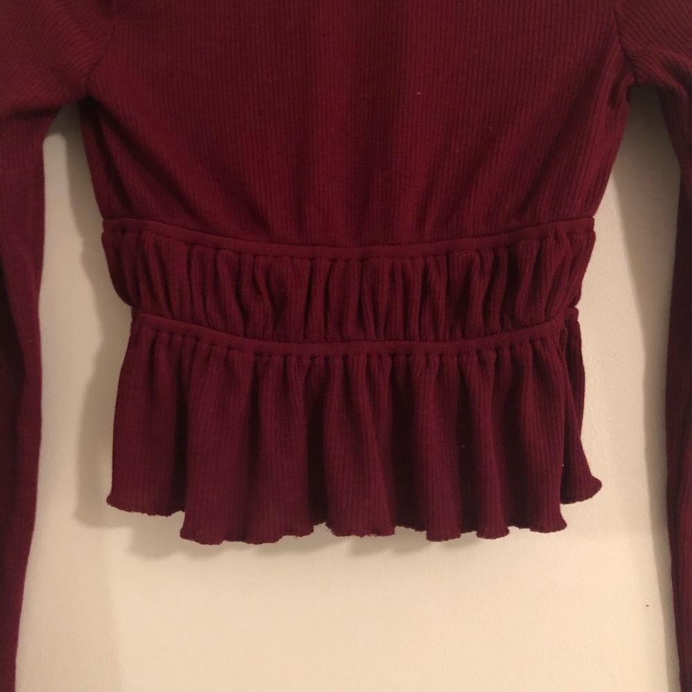 Maroon Tie Front Shirt - Picture 4 of 6